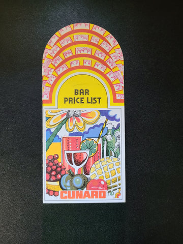 Cunard R.M.S. Queen Elizabeth 2 Bar List Menu (1973)