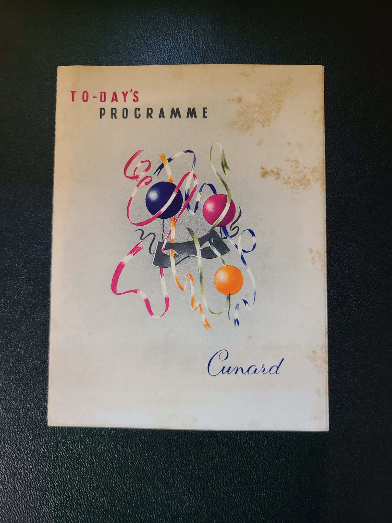 Cunard R.M.S. Queen Mary First Class Programme of Events (1956)