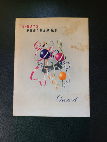 Cunard R.M.S. Queen Mary First Class Programme of Events (1956)
