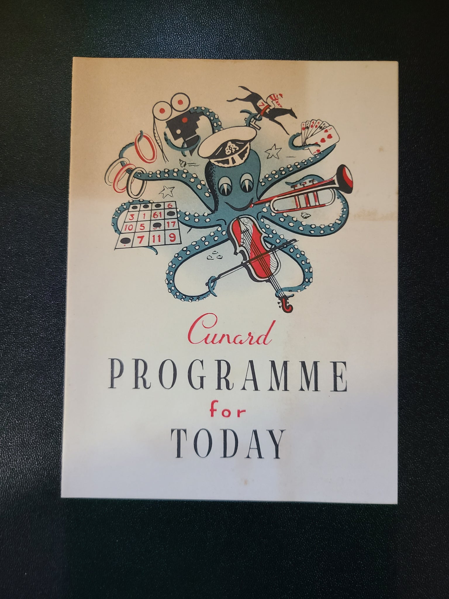 Cunard R.M.S. Queen Mary First Class Programme of Events (1956)