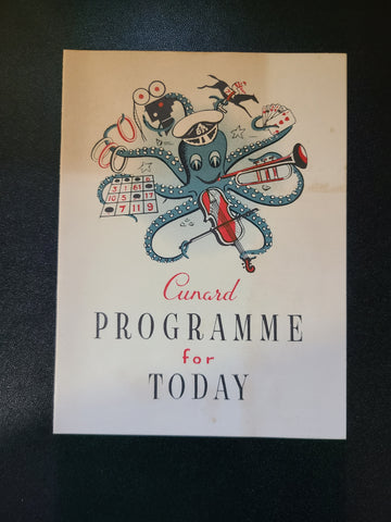 Cunard R.M.S. Queen Mary First Class Programme of Events (1956)