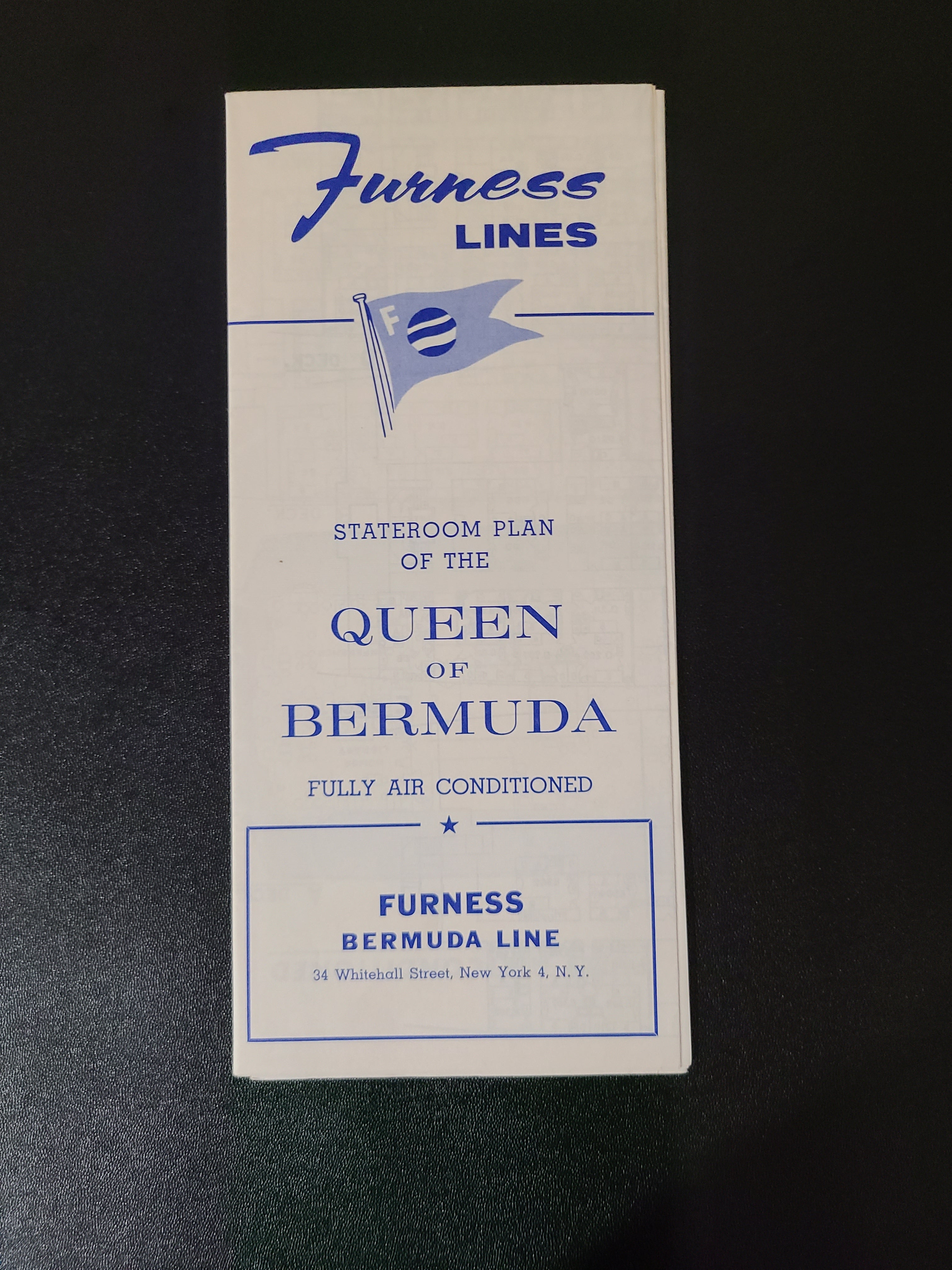 Furness Lines Queen of Bermuda Stateroom Plan (1965)