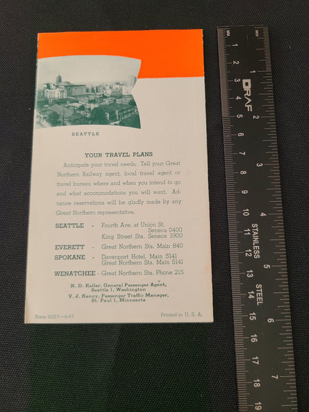 Great Northern Railway "Daylight Cascadian" Brochure/Timetable (1947)