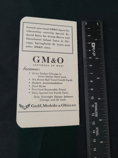 Gulf Mobile & Ohio Railroad Pocket Timetable "Chicago to St. Louis" (1967)