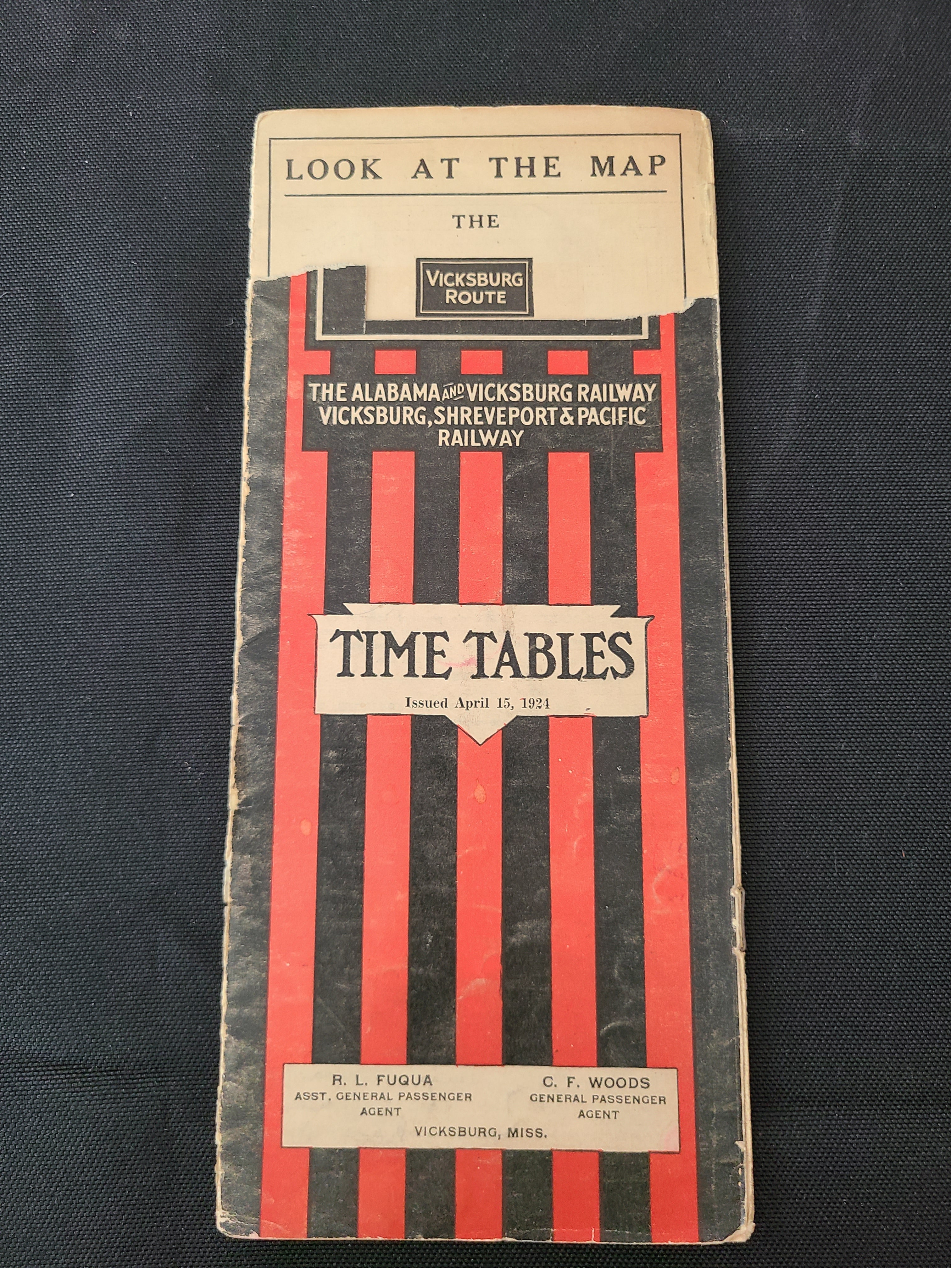 Alabama and Vicksburg, Shreveport & Pacific Railway Timetable