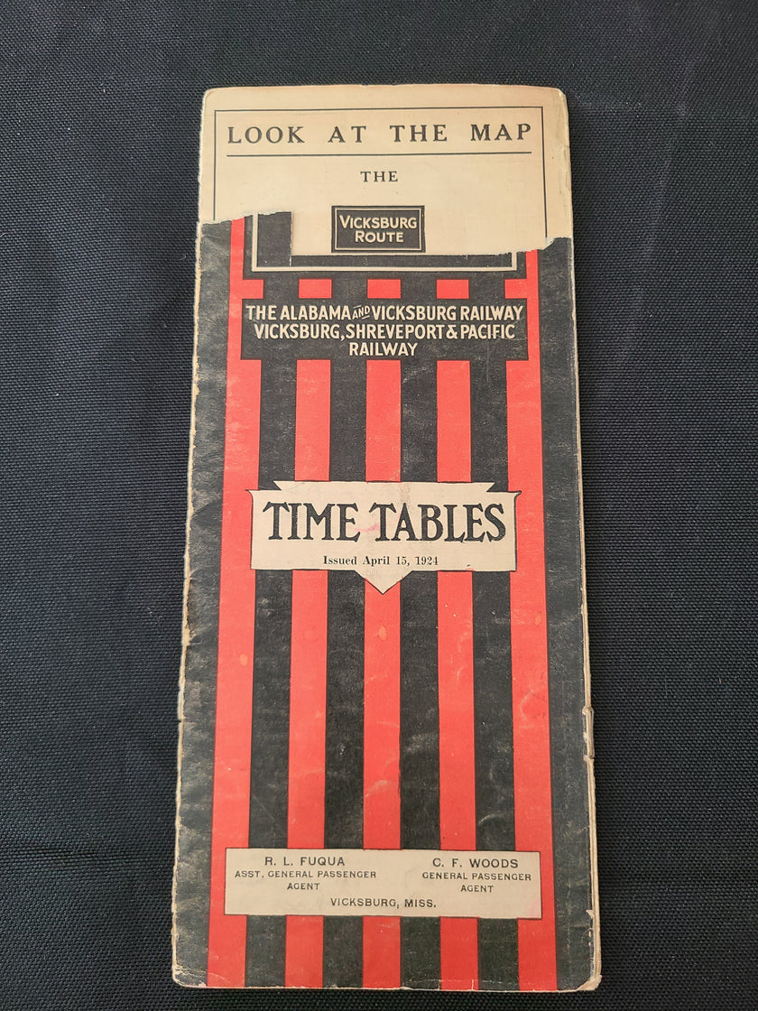Alabama and Vicksburg, Shreveport & Pacific Railway Timetable