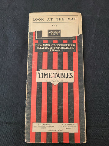 Alabama and Vicksburg, Shreveport & Pacific Railway Timetable