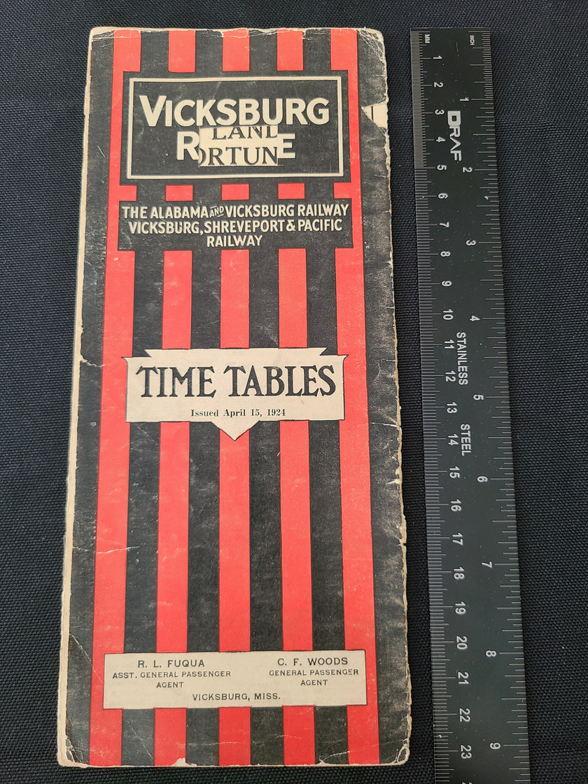 Alabama and Vicksburg, Shreveport & Pacific Railway Timetable