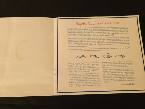 American Airlines Flagship Service Lunch Menu