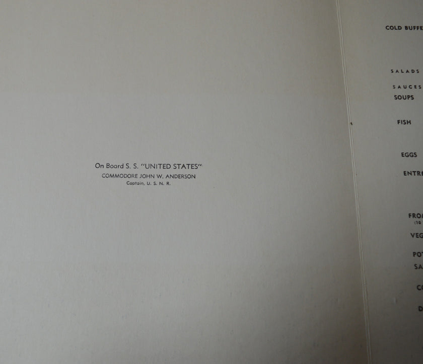 S.S. United States Lunch Menu (Fri 8 May 1959)