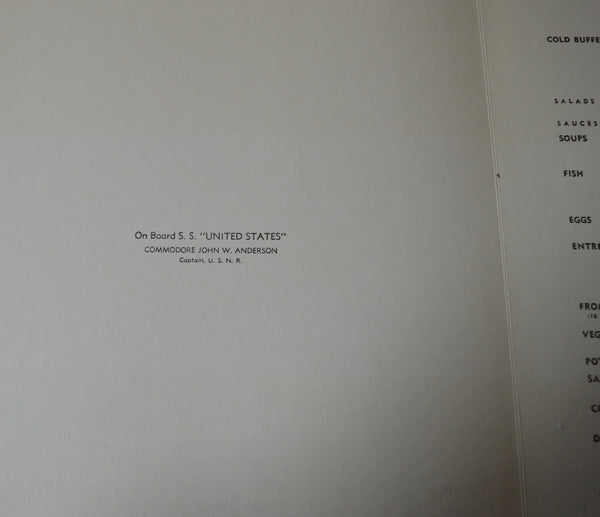 S.S. United States Lunch Menu (Fri 8 May 1959)