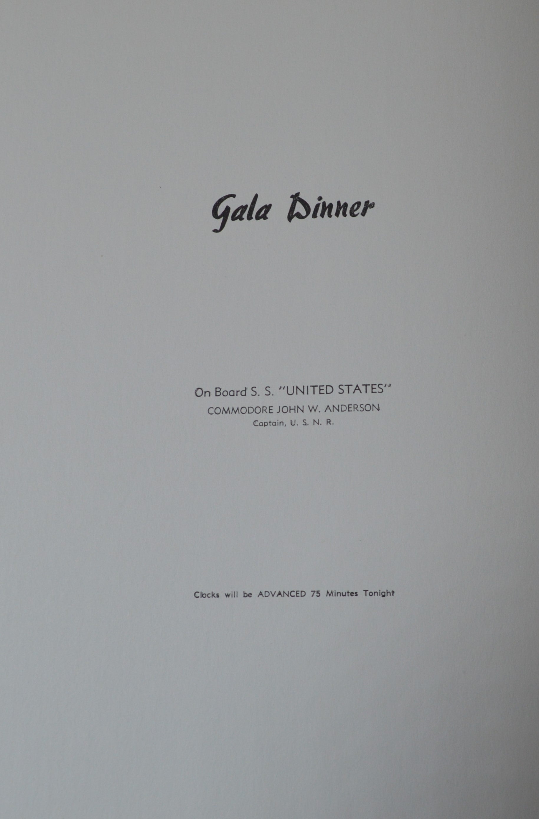 S.S. United States Gala Dinner Menu (Mon 11 May 1959)