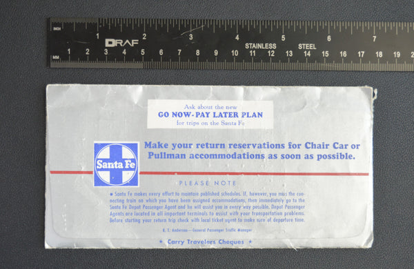 Santa Fe "The Chief Way" Envelope & Ticket (1961)