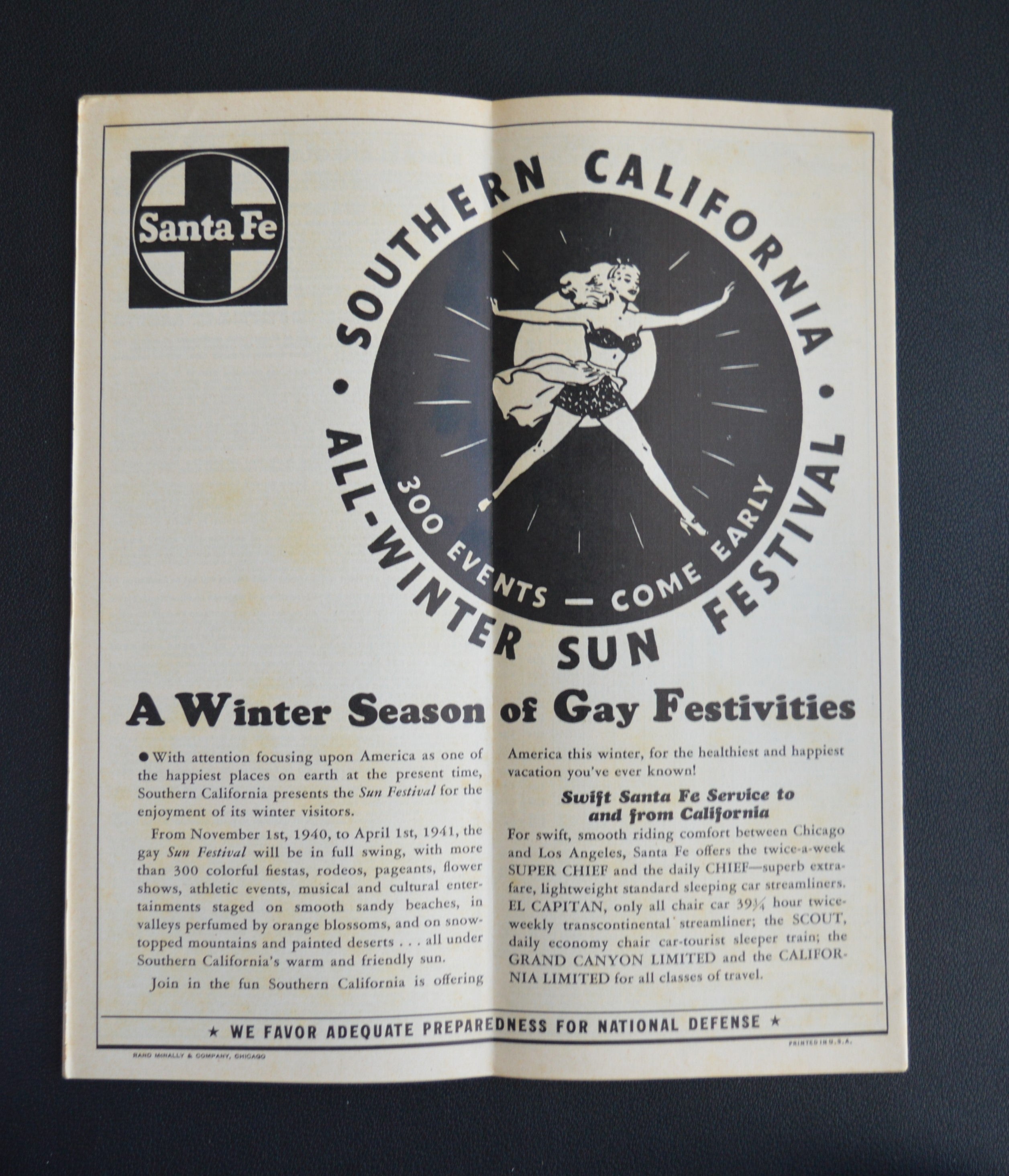 Santa Fe Railroad Local Timetable (27 Oct, 1940)