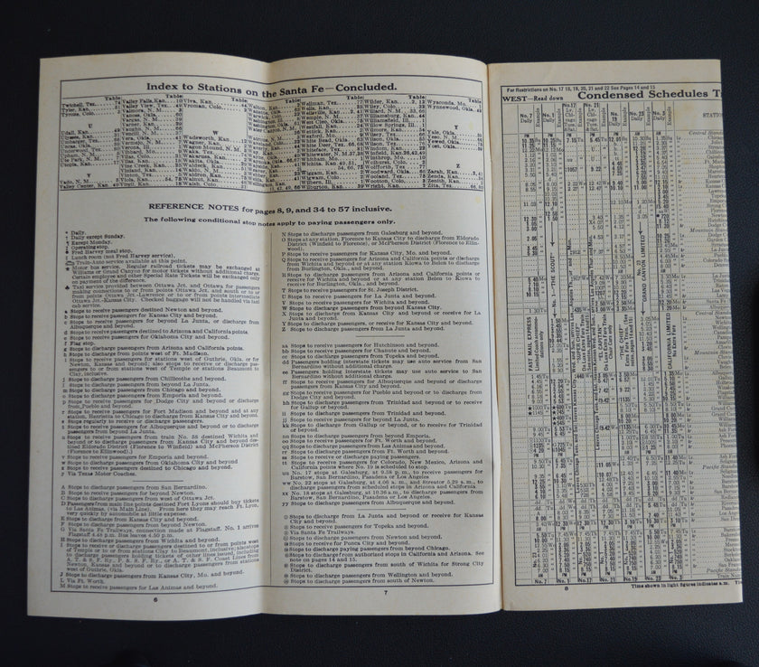 Santa Fe Railroad Local Timetable (27 Oct, 1940)