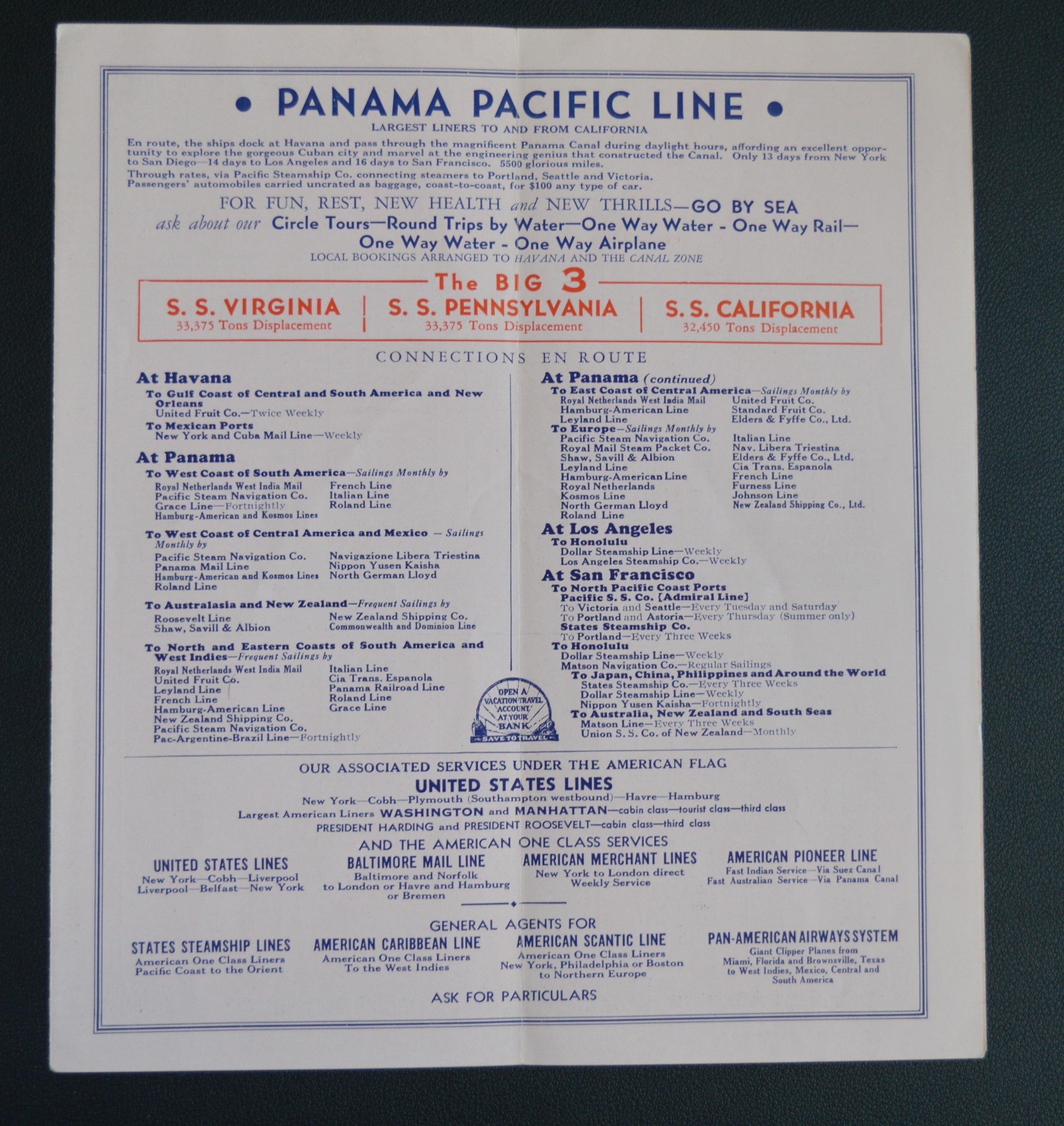 Panama Pacific Line Timetable (1935)