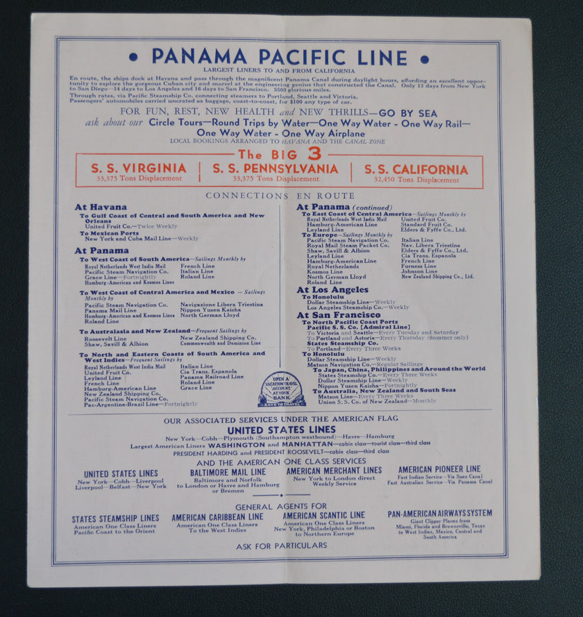 Panama Pacific Line Timetable (1935)