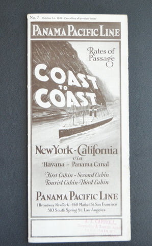 Panama Pacific Line Timetable (1926)