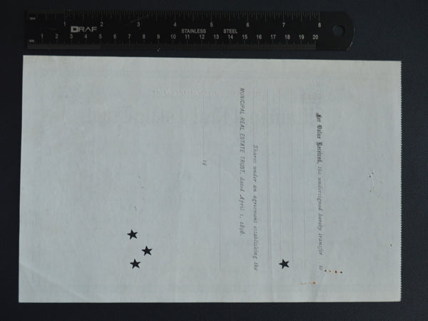 Municipal Real Estate Trust Stock Certificate (1940)