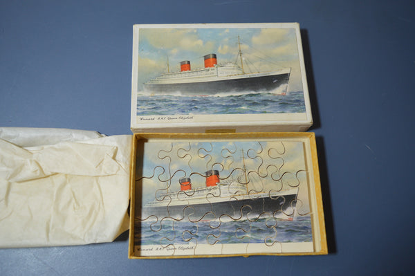 R.M.S. Queen Elizabeth Wood Block Puzzle (1950s)