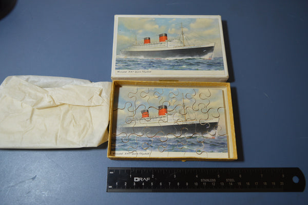 R.M.S. Queen Elizabeth Wood Block Puzzle (1950s)