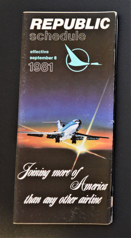 Republic Airlines Timetable "Joining More of America" (8 Sep 1981)