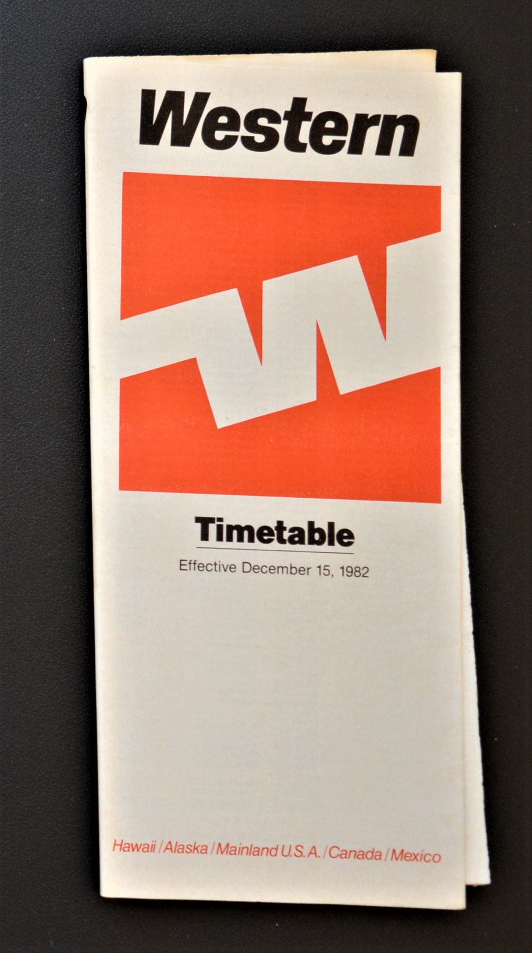 Western Airlines System Timetable (15 December 1982)