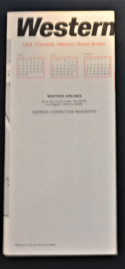 Western Airlines System Timetable (01 June - 09 September 1981)