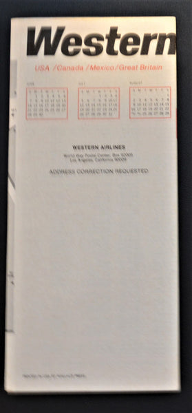 Western Airlines System Timetable (01 June - 09 September 1981)