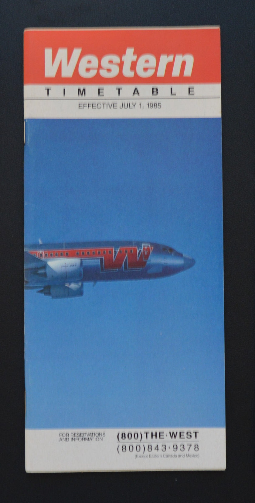Western Airlines System Timetable (01 July 1985)