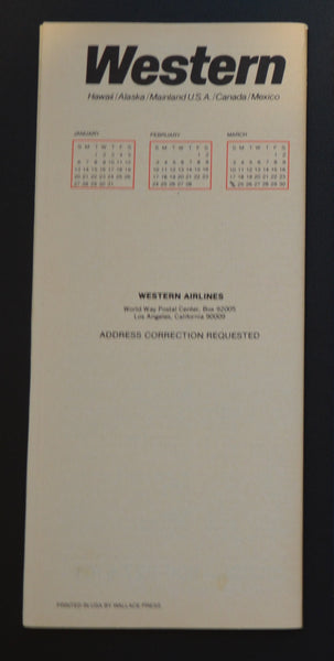 Western Airlines System Timetable (07 January 1985)