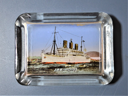 P & O Line S.S. Strathaird Glass Ash Tray (1940s)