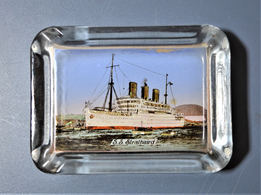 P & O Line S.S. Strathaird Glass Ash Tray (1940s)