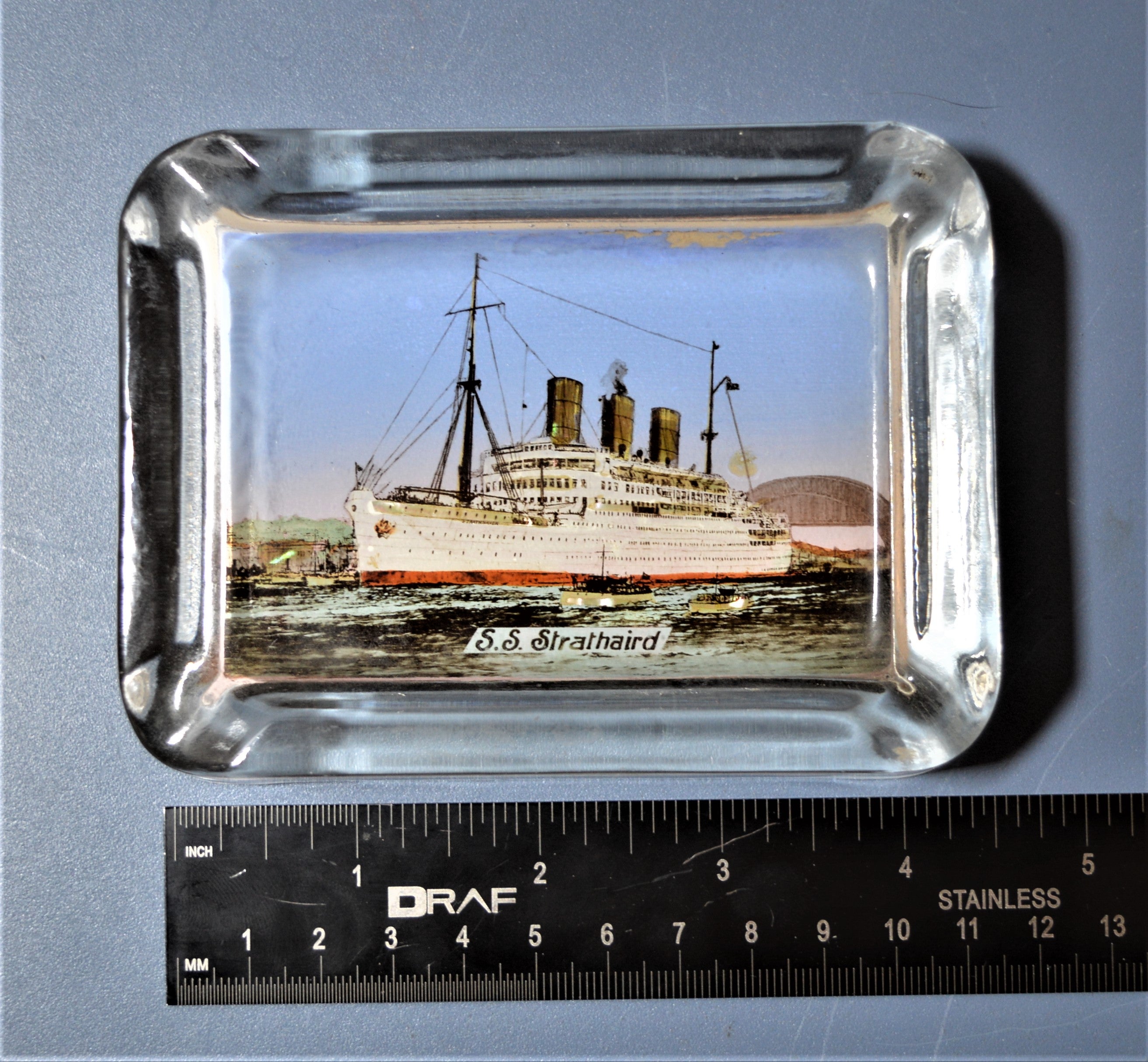 P & O Line S.S. Strathaird Glass Ash Tray (1940s)