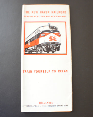 New Haven Railroad "Train Yourself to Relax" Timetable (24 Apr 1966)