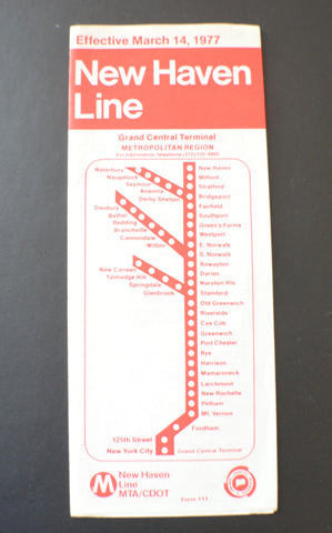 CT Department of Transportation "New Haven Line" Timetable (1977)