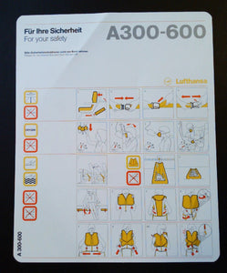 Lufthansa Airlines A300-600 Safety Card